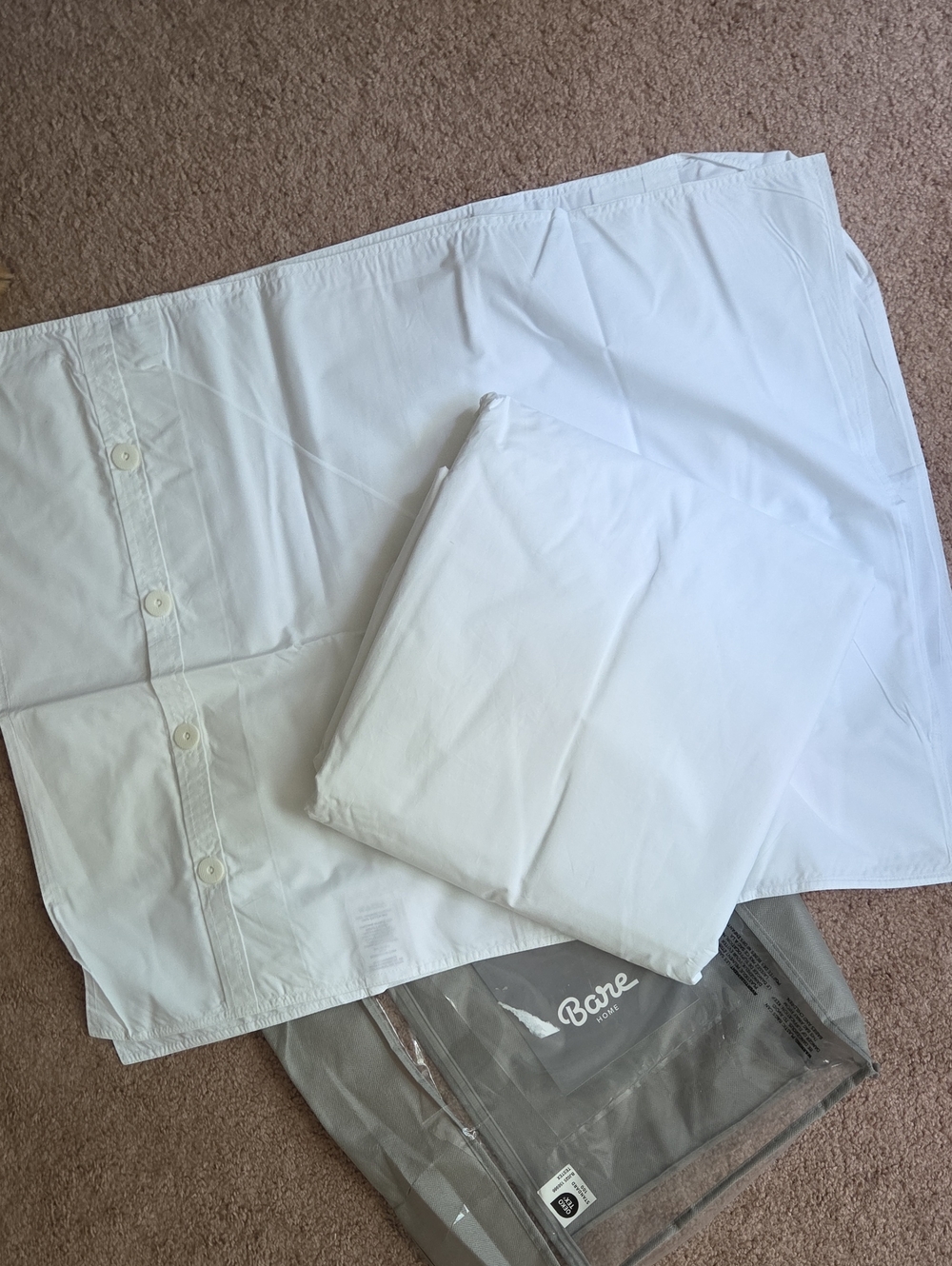 *NEW* 3pc. Bare Home Queen White Duvet Cover, Pillow Shams & Bed SKIRT !
